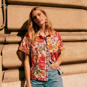Rare Sezane x Farm Rio Livia Shirt Bananas Riscada